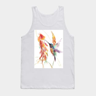 Hummingbird and Succulent Flowers Tank Top